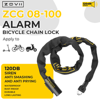 Antivol de chaîne de vélo intelligent ZOVII ZCG08-100 120 dB de haute qualité, diamètre de chaîne 8 mm, certifié CE, en acier trempé, anti-perçage, IP67