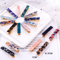 Shily&OS – Nouvelle pince à cheveux rectangulaire longue en acétate haut de gamme, motif marbre et léopard, barrette latérale rétro pour femme, accessoire de coiffure minimaliste
