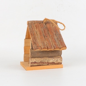 Wooden Bird House <b>Log</b> Cabin Style Hanging Indoor Outdoor Garden <b>Decoration</b> M Medium Size Natural Feel - Product Image 2