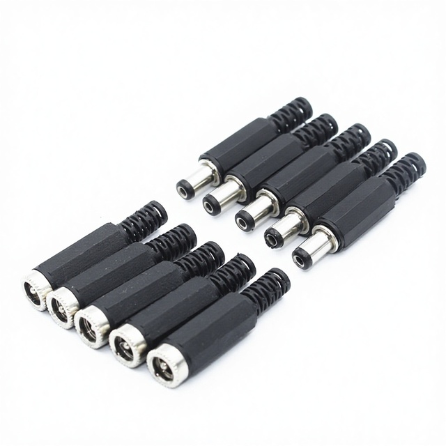 GW 10PCS DC Power Jack Plugs Male/Female Socket Connectors 2.1mm X 5.5mm 24V for DIY Projects
