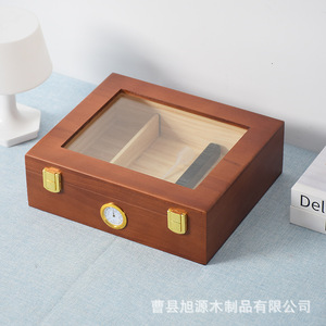 Caja de Cigarros de Estilo Japonés, Imitación Madera de Cedro, con Ventana Transparente, Rectangular, a Prueba de Humedad, Humidor - Product Image 3