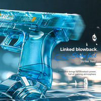 Pistola de Agua Eléctrica Automática Transparente Azul con Luz LED, Juguete para Niños y Adultos, Ideal para Juegos de Disparos en la Playa al Aire Libre en Verano