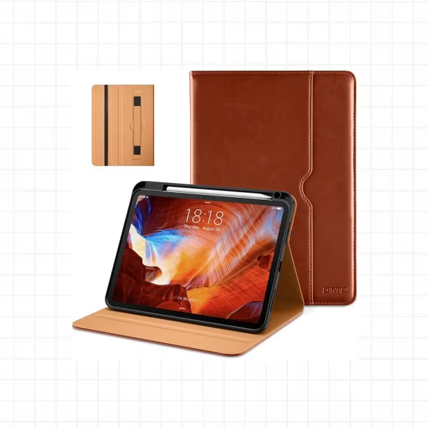For iPad Pro 11Inch Case(M5/M4) 2025/2024, Premium Leather Business Folio Stand Cover with Pencil Holder Multiple Viewing Angles