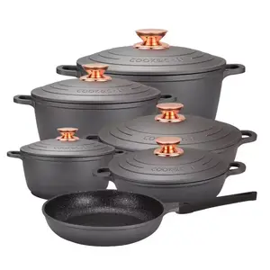 Đá Cẩm Thạch lớp phủ cảm ứng nấu ăn chậu Cookware Set Non Stick Luxury Die Cast nhôm Cookware Set