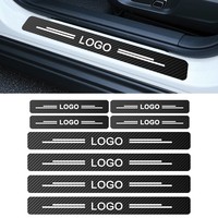 Protecteurs de seuil de porte en fibre de carbone avec logo personnalisé pour Dodge pour Ram décalcomanies en vinyle anti-rayures avec autocollants de voiture en texture de cuir