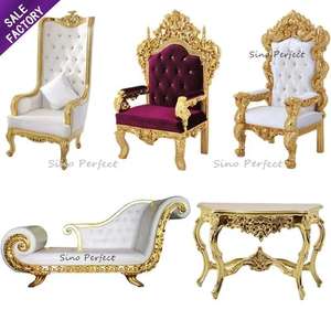 Sillas de Trono Doradas de Alta Calidad al por Mayor, Respaldo Alto, Precio Económico, Sillas de Boda de Lujo Real para Novios - Product Image 4