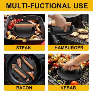 Prensa para Hamburguesas de Hierro Fundido Resistente con Mango de Madera, Plancha Rectangular Redonda Blackstone Camp Chef para Uso en Cocina Doméstica - Product Image 5