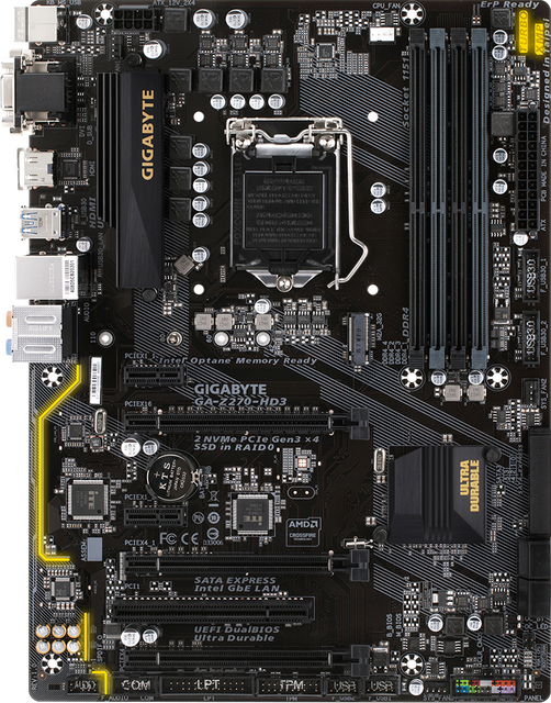 Good Contions GIGABYTE Z270-HD3 Desktop Motherboard Intel 6/7th Gen I7/I5/I3 LGA1151 DDR4 Four Memory SATA ATX 64GB Max RAM