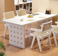 Table de salle à manger en bois massif avec panneau à trous ronds, style moderne et minimaliste, pour bureau à domicile - Vente en gros