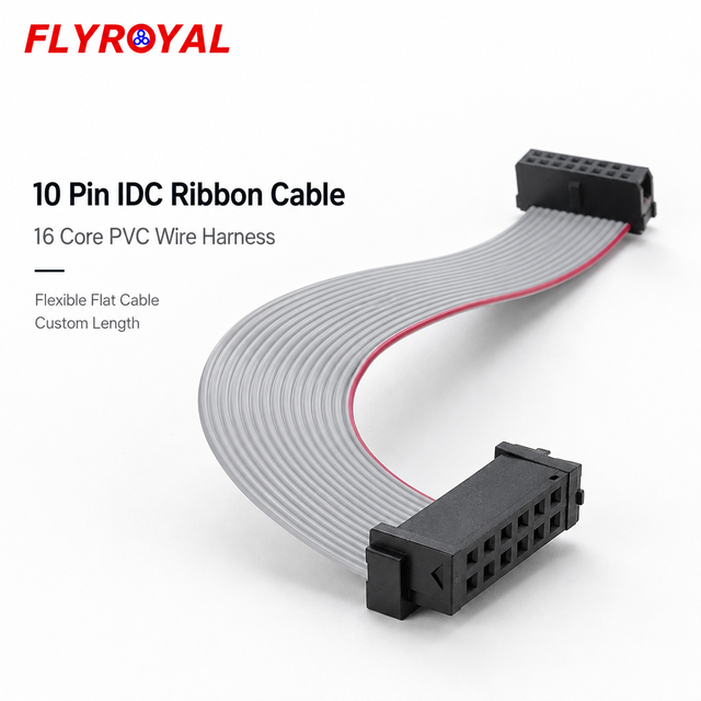 10 Pin 16 Core IDC Ribbon Cable Wire Harness PVC Flat Cable Assembly for Industrial Control Electronic Equipment