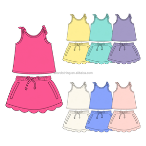 Girls Summer Solid <b>Drawstring</b> Skirt Set moisture wicking Fabric Sleeveless Top Skirt with built in Shorts Custom Size - Product Image 4