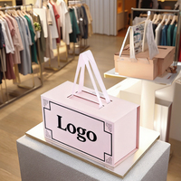 Emballage rose personnalisé, matériaux recyclés écologiques, boîte de rangement pour chaussures et chaussettes avec couvercle magnétique, boîte cadeau en papier avec ruban et poignée
