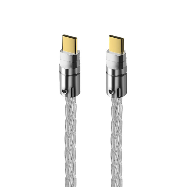 Hi Fi USB Type C to Type C Cable Silver Braided Cupper DAC Decoding Audio Data Cable Line USB Audio Cable