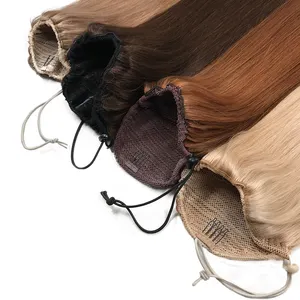Extensions de cheveux 100% naturels, queue de cheval avec cordon, couleur personnalisée, haute qualité