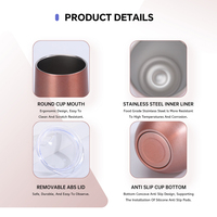 Tasses à café isothermes en acier inoxydable 18/8 promotionnelles, 6 oz, double paroi en métal, couleur or rose, isolation thermique, avec couvercle coulissant