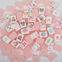 Ubin Mahjong Akrilik Amerika Lapis Ganda Warna Pink Lucu Baru dan Asli, Ramah Lingkungan, Portabel untuk Hiburan 4 Pemain