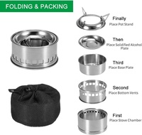 Poêle à bois portable détachable en acier inoxydable pour le camping en plein air feu de bois coupe-vent pour pique-niques barbecues cuisine