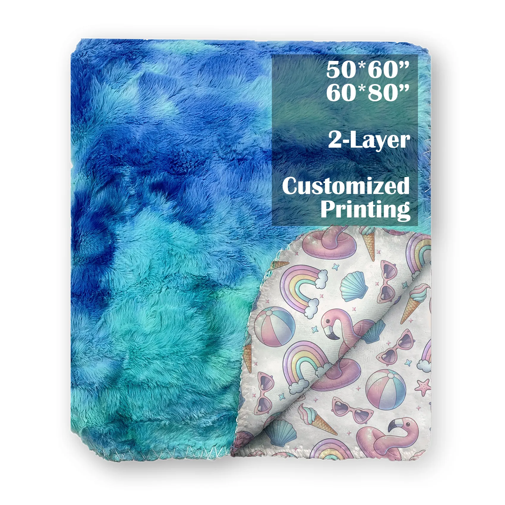 Cobertor de cama com estampa personalizada de pele de lã dupla supermacio e fofo, novo estilo de tecido Minky tie-dye para bebês