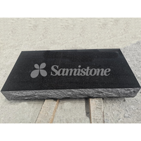 Samistone Serp Top Monument de style américain en granit noir Design moderne Pierre tombale oblique avec photo en céramique pour une utilisation au cimetière