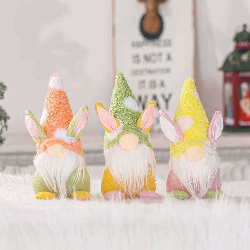 Noel dekor için paskalya dekorasyonu masa karikatür tavşan yüzsüz bebek süsleri