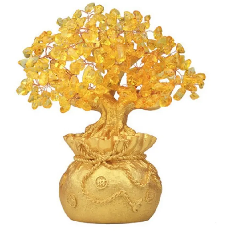 Wholesale Nature Gifts Yellow Quartz Feng Shui Money Tree Crystal Tree