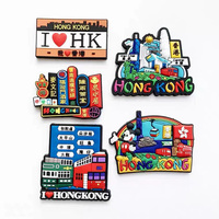 Souvenirs touristiques personnalisés en ployrésine, USA Hongkong Macau caoutchouc PVC souple 3D réfrigérateur aimants Ref