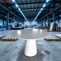Table et chaises de salle à manger rectangulaires en surface solide personnalisée pour hôtel et maison, pour 6 à 8 personnes