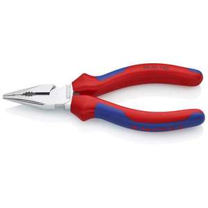 KNIPEX - 08 25 145 SB <b>Needle</b>-<b>Nose</b> Combination <b>Pliers</b> chrome plated, handles with multi-component grips <b>PLIERS</b> AND CUTTERS - Product Image 1