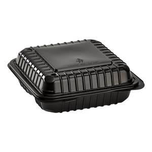 Recipiente de Alimentos Descartável com 3 Divisões, Recipientes Pretos Compostáveis para Delivery, Recipiente de Plástico Personalizado para Comida para Viagem - Product Image 4