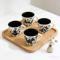 Ensemble de tasses en porcelaine fine à motif d'animaux de la forêt pour Pâques - Style européen