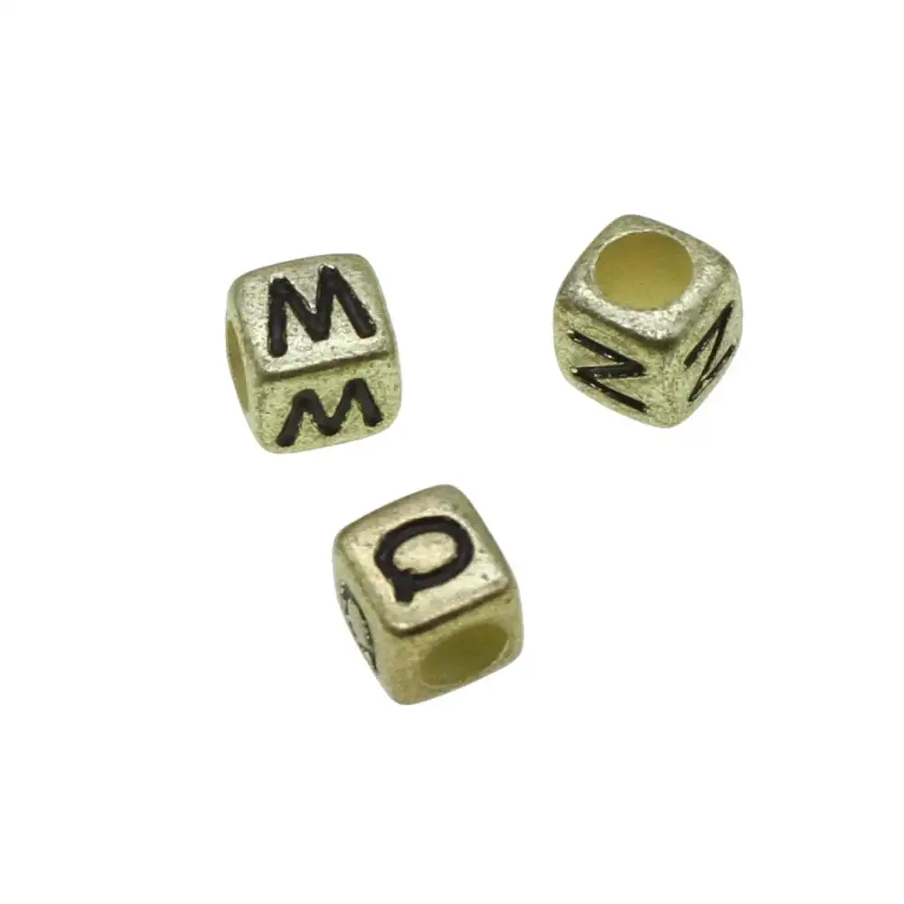 Hete Verkoop Diy Sieraden Maken Bulk Vierkante Letter Patroon Ijzeren Kralen Gemengde Kleuren 6Mm 1543182