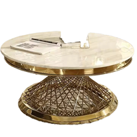 Table basse de luxe moderne en marbre avec plateau en métal et cadre en acier inoxydable doré pour la maison, le salon, la villa et l'hôtel - Vente en gros 2025