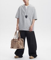 Twee-Design Heren Zomer T-Shirts Met Korte Mouwen En V-Hals 100% Katoenen Gebreide Top Met Halve Mouwen, Oversized Fit Grijs