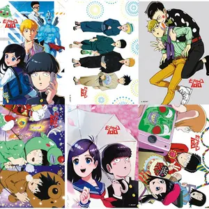8 개/대 Anime Mob Psycho 100 양각 포스터 Mobu Saiko Hyaku 그림 스티커 선물