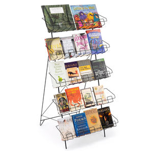 Rak pajangan 5 tingkat logam, rak Display kawat untuk buku, majalah, CD,Dvd, dudukan lantai sastra, 22.5 "X 44.5" - Product Image 1