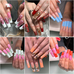 Bán Buôn Dài Vuông Nail Mẹo Rõ Ràng Màu Sắc Tự Nhiên Nail Nguồn Cung Cấp 500 cái/hộp Acrylic Pháp Nửa Bìa Nhân Tạo Nail Mẹo - Product Image 3