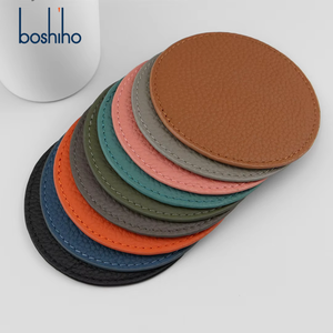 Chất Lượng Cao Ins Phong Cách Chính Hãng Da Coaster Bắc Âu Dày Nhiệt Cách Nhiệt Vòng Da Bò Cà Phê/Trà Thảm & Miếng Đệm Với Logo - Product Image 1