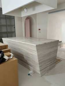 Revestimiento de pared de suelo pulido de losa de mármol de vena de madera de cristal moderno para uso interior impermeable para sala de estar Villa de lujo - Product Image 4