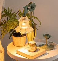 Chauffe-bougie personnalisé Lampe à parfum de fleur de luxe Lampe à minuterie électrique en verre à hauteur réglable avec 2 ampoules halogènes