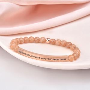 Màu Hồng ngựa vằn đá khắc tùy chỉnh Vòng đeo tay, tình bạn Vòng đeo tay tin nhắn Tên phối hợp Truyền Cảm Hứng Vòng đeo tay/ - Product Image 4