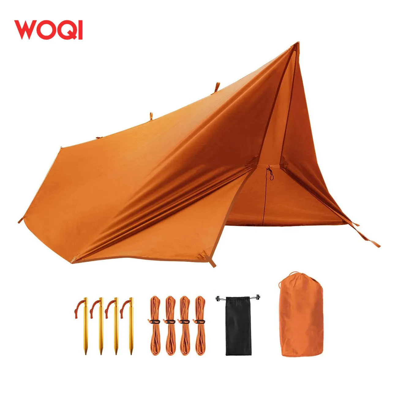 WOQI美しい色の屋外日よけハイキングコンパクトでポータブルで滑らかで耐久性のあるハンモック付きレインフライタープ