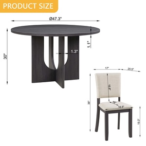 Ensemble de table à manger ronde moderne M, 5 pièces, avec <span class=keywords><strong>4</strong></span> <span class=keywords><strong>chaises</strong></span> rembourrées pour la cuisine, les salons - Product Image 6