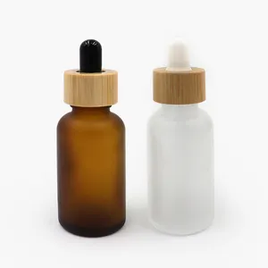 热卖护肤化妆品包装玻璃瓶，带竹滴管，用于头发香水精油精华