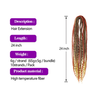 Vendita calda da 24 pollici Boho scatola diritta treccia fatta a mano Dread Locs estensioni doppie terminate 2 in 1 set di estensioni Dreadlock miste