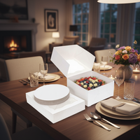 Cajas de Cartón Cuadradas Blancas para Panadería, Desechables, con Relieve, Reciclables, 10 x 10 x 5, 12 Pulgadas, para Empacar Pasteles, con Ventana, para Regalos y Alimentos