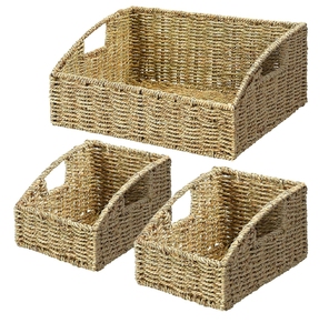 <b>Cheap</b> Price Rustic Style Seagrass Pantry Storage <b>Baskets</b> with Built-in Handles Kitchen Organizers and Storage - Product Image 1