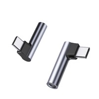 90-Grad-USB-C-auf-3,5-mm-Audio-Adapter |   Rechtwinkliger Typ-C Kopfhörer-Adapter |   Silberfarbe |   Plug & Play