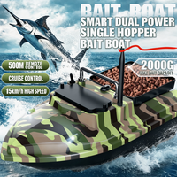 V050 Ferngesteuertes Angelköderboot aus China, 500M RC Angelköderboot mit Geschwindigkeitsfunktion, Dual-Power, LED-Beleuchtung und Transporttasche