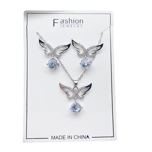 Chaud brillant en acier inoxydable 18k plaqué or Zircon arc larme pendentif collier et boucles d'oreilles ensemble femmes Cz ensemble de bijoux pour cadeau - Product Image 4