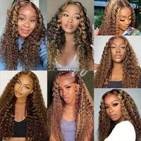 Extensiones de Cabello Humano Ondulado Profundo P4/27 con Reflejos Marrón Miel, Paquetes de 3 Unidades de Cabello Virgen Rizado para Colas de Caballo
